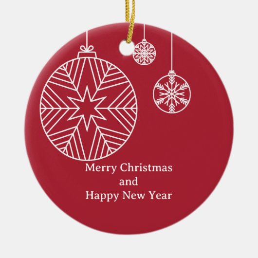Kerstkaart met vlak ontwerp keramisch ornament (Voorkant)