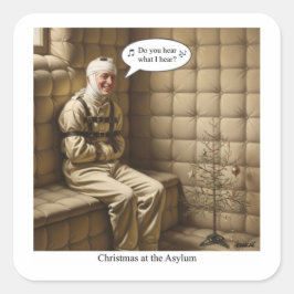 Kerstkaart met vlak ontwerp vierkante sticker