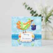 kerstkaart met vogel (Staand voorkant)
