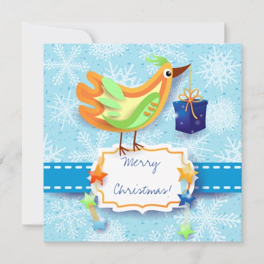 kerstkaart met vogel (Voorkant)