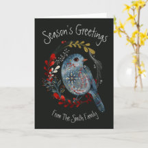 Kerstkaart met volksdevotie voor vogels Seizoensgr