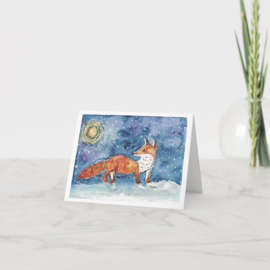 Kerstkaart met vos feestdagen kaart (Voorkant)
