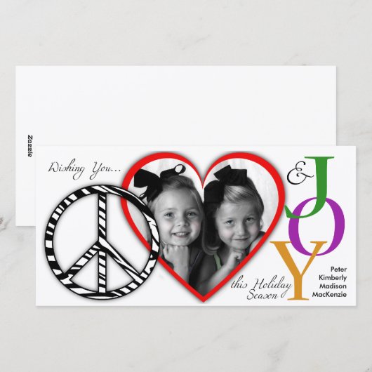 Kerstkaart met Vrede, Liefde & Vreugde (Voorkant / Achterkant)