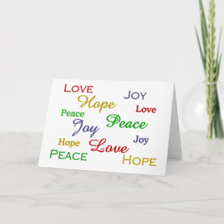 Kerstkaart met Vrede, Liefde, Vreugde, Hoop Feestdagen Kaart
