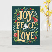 Kerstkaart met Vrede Liefde Vreugde Kaart (Gele Bloem)
