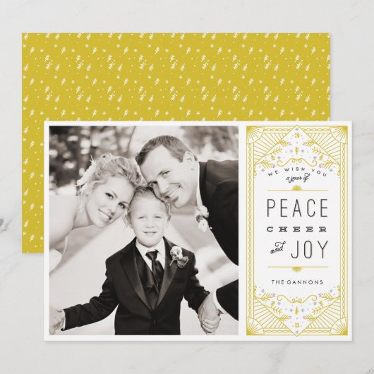 Kerstkaart met vrede vreugde en geluk (Voorkant / Achterkant)