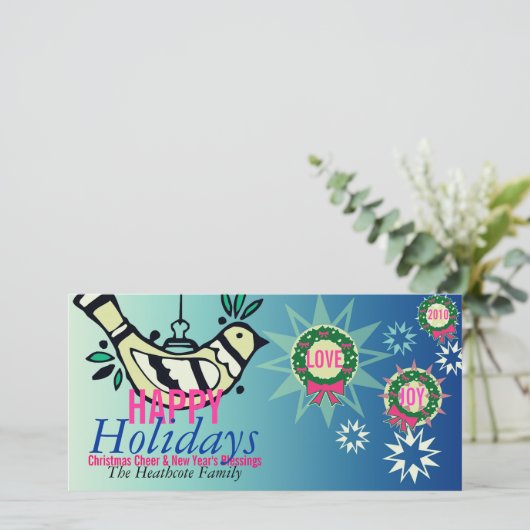 Kerstkaart met vredesduif Vakantie Liefde Wens (Staand voorkant)