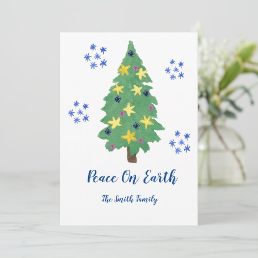 Kerstkaart met vredeswens (Staand voorkant)