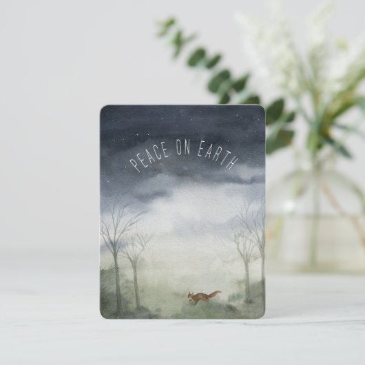 Kerstkaart met vredige wensen voor Kerstmis en Nie (Staand voorkant)