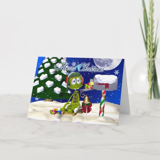 Kerstkaart met Vreemdeling bij een Brievenbus Feestdagen Kaart (Voorkant)