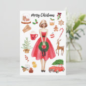 Kerstkaart met vreugde (Staand voorkant)