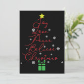 Kerstkaart met vreugde vrede liefde geloof ster ro (Staand voorkant)