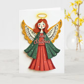 Kerstkaart met vreugdevolle engel kaart (Gele Bloem)