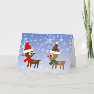 Kerstkaart met vriendelijke rendieren feestdagen kaart