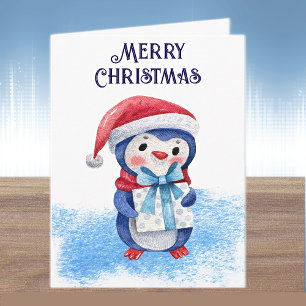 Kerstkaart met vrienden, collega, leraar Pinguïn Kaart
