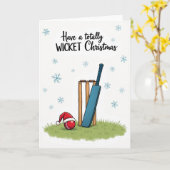 Kerstkaart met vrolijk cricket wicket kaart (Gele Bloem)