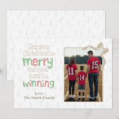 Kerstkaart met vrolijk en winnend voetbal (Voorkant / Achterkant)