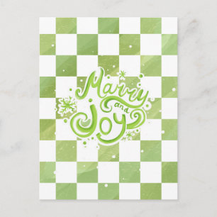 Kerstkaart met vrolijk groen geruit patroon briefkaart