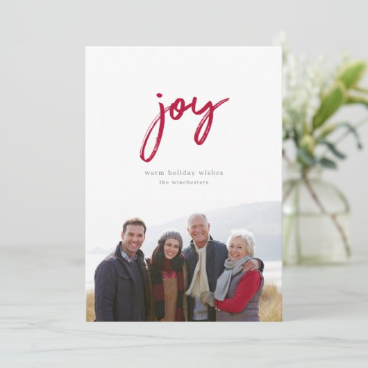 Kerstkaart met Vrolijk in het Rood (Staand voorkant)