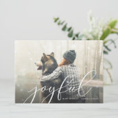 Kerstkaart met vrolijk schrift en foto (Staand voorkant)