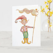 Kerstkaart met vrolijke elf kaart (Gele Bloem)