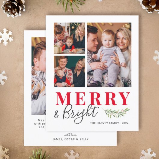 Kerstkaart met vrolijke en heldere foto-collage