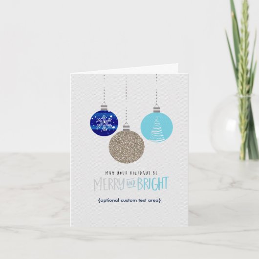 Kerstkaart met vrolijke kerstboomversiering feestdagen kaart (Voorkant)