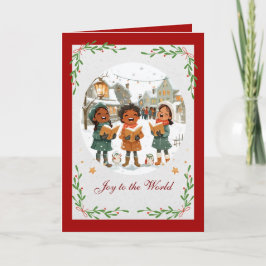 Kerstkaart met vrolijke kerstliedjeszangers feestdagen kaart