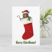 Kerstkaart met vrolijke Kerstmuis (Staand voorkant)