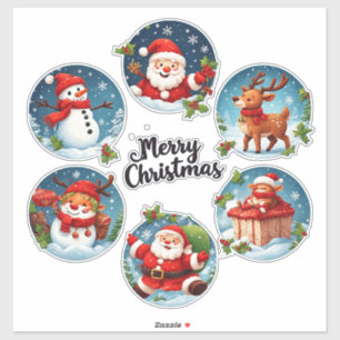 Kerstkaart met vrolijke kerstsfeer sticker