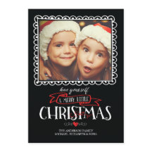Kerstkaart met vrolijke kleine Kerstmis foto