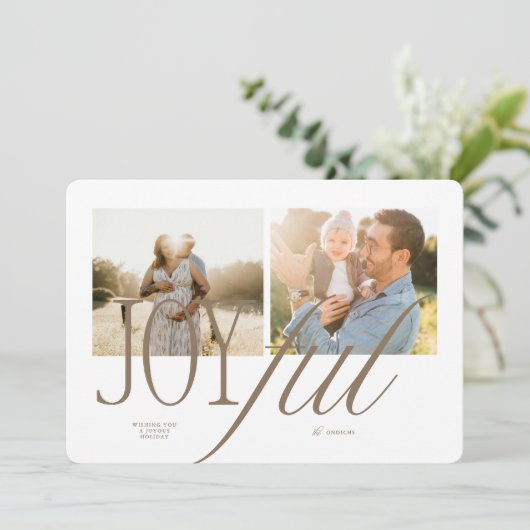 Kerstkaart met vrolijke typografie (Staand voorkant)