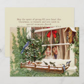 Kerstkaart met vrolijke vogels (Voorkant / Achterkant)
