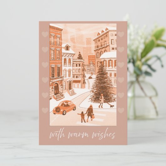 Kerstkaart Met warme wensen (Staand voorkant)