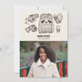 Kerstkaart met warme wensen en Holiday Essentials