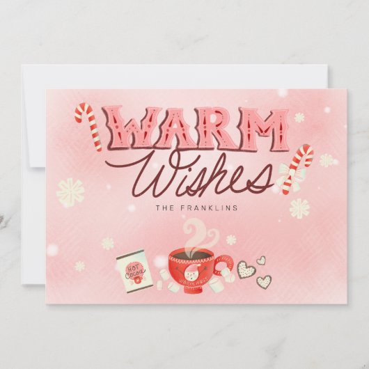 Kerstkaart met warme wensen en warme chocolademelk (Voorkant)