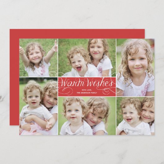 Kerstkaart met warme wensen en wervelingen - Rood (Voorkant / Achterkant)