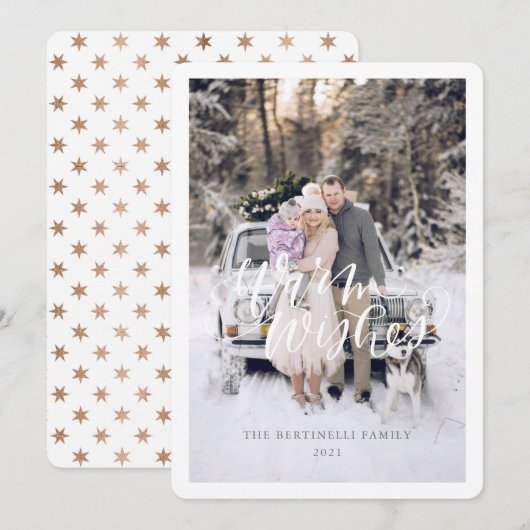 Kerstkaart met warme wensen Plat kerstkaart (Voorkant / Achterkant)