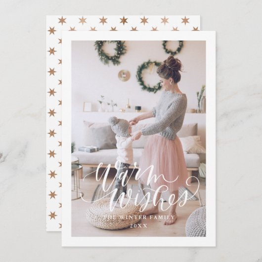 Kerstkaart met warme wensen Plat kerstkaart (Voorkant / Achterkant)