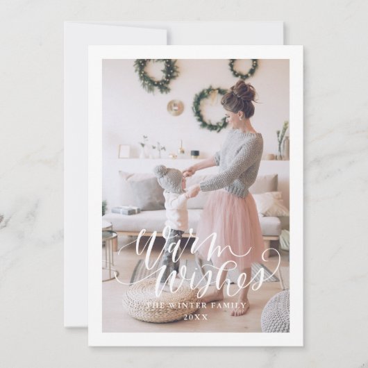 Kerstkaart met warme wensen Plat kerstkaartje (Voorkant)