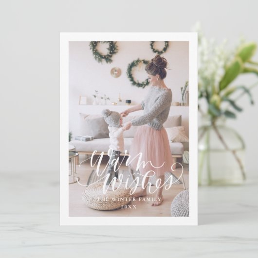 Kerstkaart met warme wensen Plat kerstkaartje (Staand voorkant)