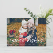 Kerstkaart met warmste wensen foto (Staand voorkant)