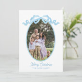 Kerstkaart met watercolor lintje en kerstlabel (Staand voorkant)