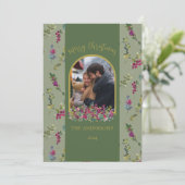 Kerstkaart met waterverf afbeelding van botanische (Staand voorkant)