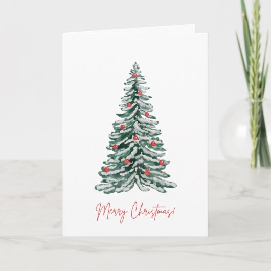 Kerstkaart met waterverf boom kaart (Voorkant)