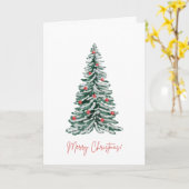 Kerstkaart met waterverf boom kaart (Gele Bloem)