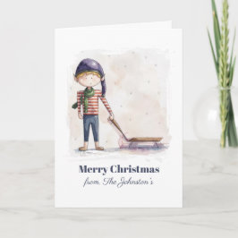Kerstkaart met waterverf elf in fantasievolle kers kaart
