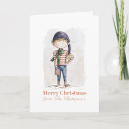 Kerstkaart met waterverf elf in fantasievolle kers kaart