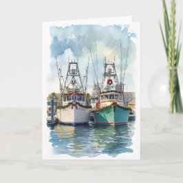 Kerstkaart met waterverf Haven Kaart