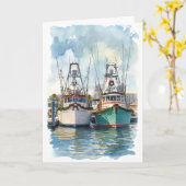 Kerstkaart met waterverf Haven Kaart (Gele Bloem)